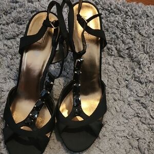 LOFT Black Stiletto Heels with Criss-Cross Straps